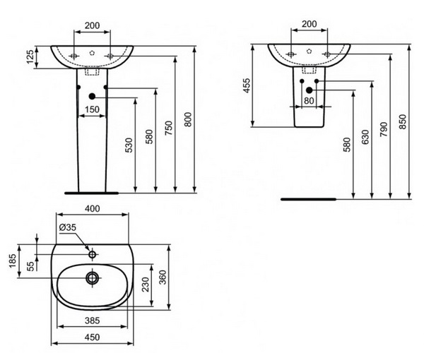 раковина IDEAL STANDARD TESI 45